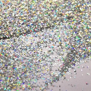 0.2mm Hexagon Shapes Laser Diamond Silver Glitter LB0100 - Laser Silver