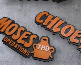 Personalized  Name Tags with Apron, 3D Printed Keychains, Kid's Name Tags, Sport Keyrings, Charms