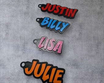 Personalized Backpack Name tags Kids Custom Backpack Keychains Kids Name Tags Diaper Bag Tags Lunch Box Keychain - 3D printed
