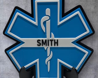 Personalized EMT / Medic Desk Plaque | 3D Printed  | EMT Gift | Desk Plaque | Medic | First Responder Gift