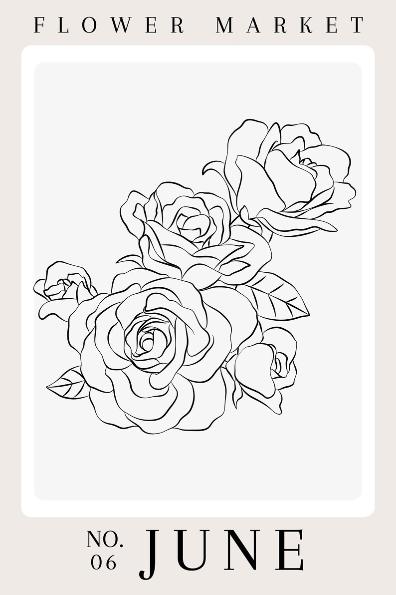 June Flower Sign June Birth Flower Print - Etsy