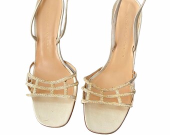 Y2K Richard Tyler Gold Beaded Heels size 8.5