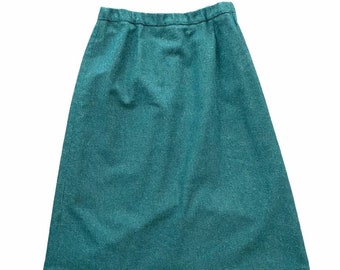 1970s Vintage Green A-Line Wool Skirt sz 8