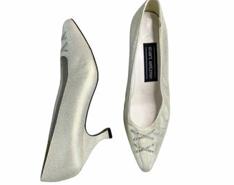 Vintage Stuart Weitzman Gold Speckle Heels sz 7.5