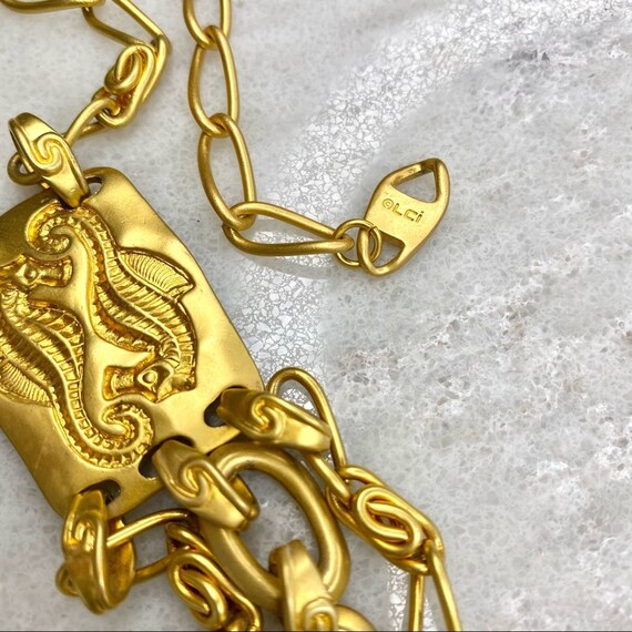 Vintage Liz Claiborne Seahorse Gold Necklace - image 4