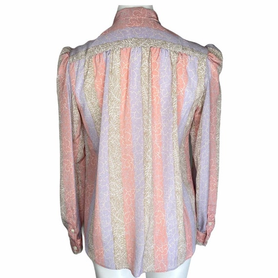 80s Vintage Evan-Picone TieNeck Button Down Blouse - image 6