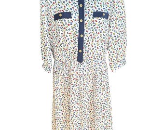 Vintage 80s Colorful Leopard Print Pleated Midi Dress USA Plus 16 Fun