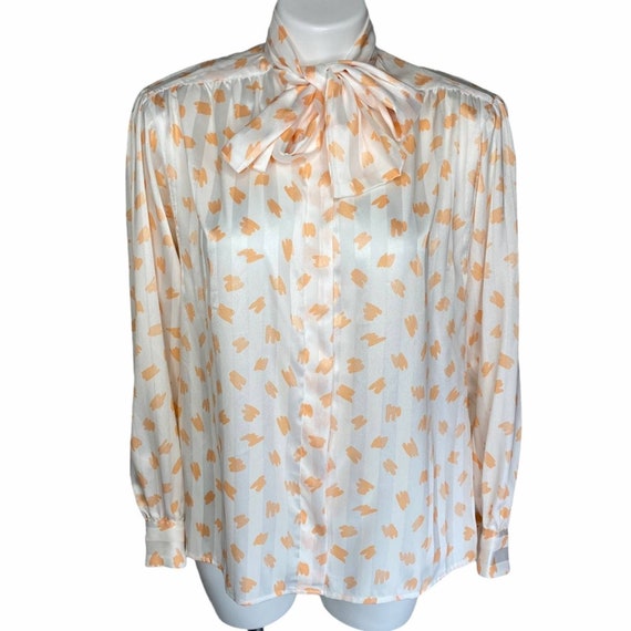 80s vintage Evan-Picone orange/white blouse - image 2