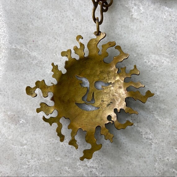 Vintage Brass Infinity Sun Boho Necklace - image 4