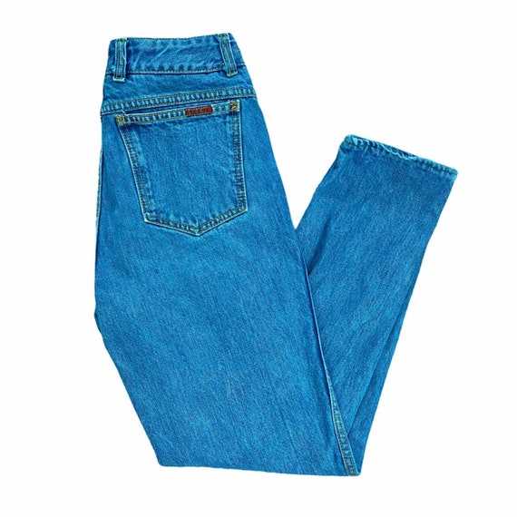 1980s Vintage Sasson Electric Blue Skinny Jeans - image 2