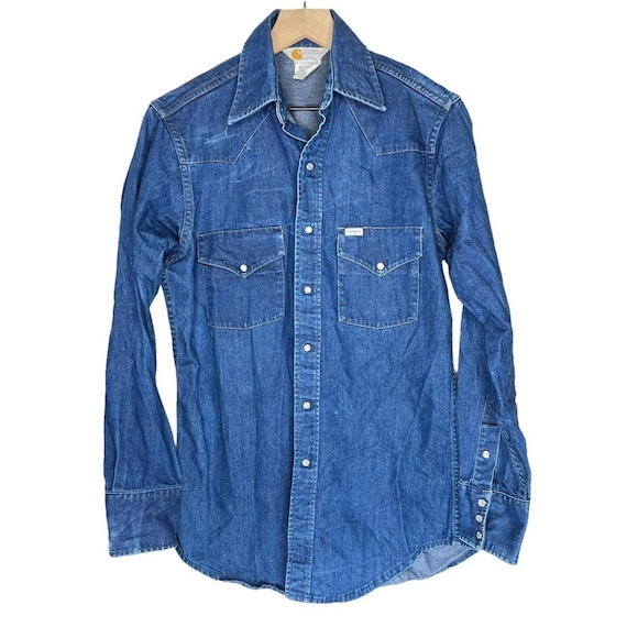 Carhartt pearl snap denim best sale shirt