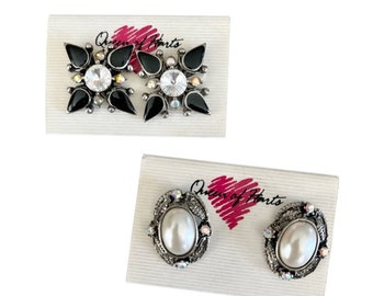 90s vintage grunge punk metal stud earrings NWT Queen of Hearts
