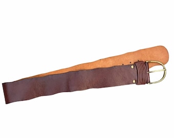 Vintage Maroon Leather thick chunky belt