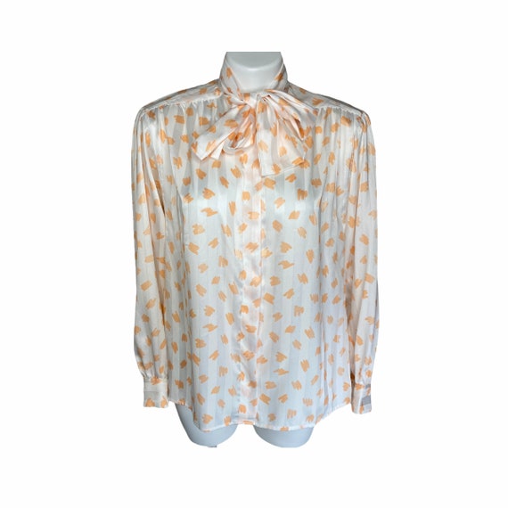 80s vintage Evan-Picone orange/white blouse - image 1
