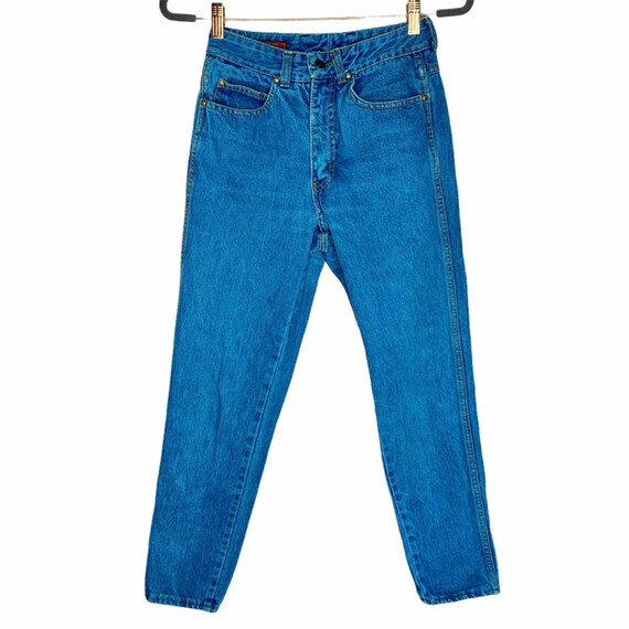 1980s Vintage Sasson Electric Blue Skinny Jeans - image 3