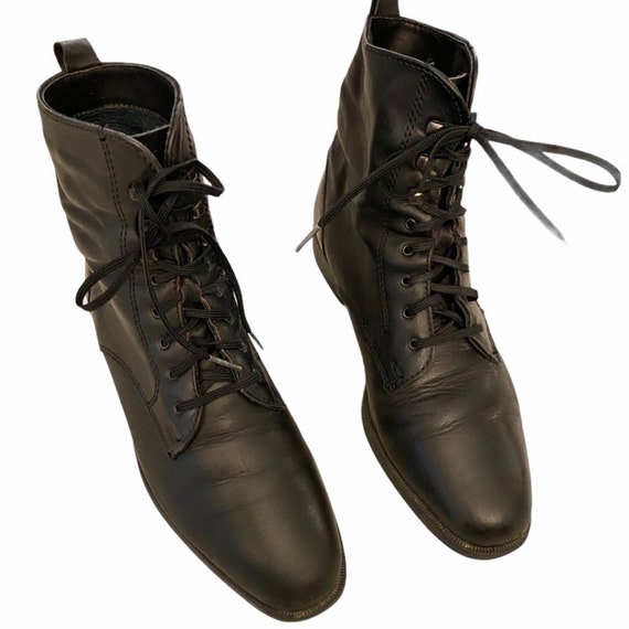 90s Santana Canada Black Leather Combat Boots