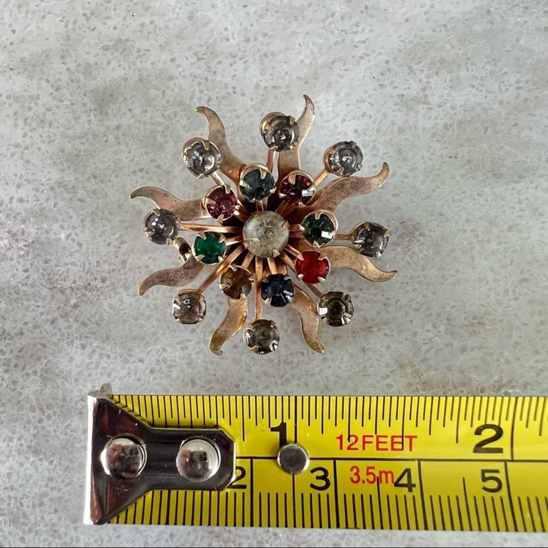 Groovy Vintage Sunburst Floral Brooch image 2