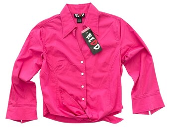 Vintage Y2K Redd Jeans Pink Tie Front Blouse Deadstock NOS Size 10 Barbiecore