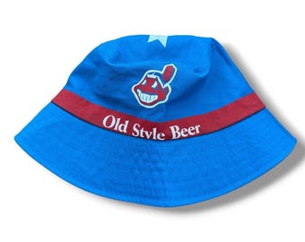 Vintage 90s Cleveland Indians Chief Wahoo Old Style Beer Bucket Hat