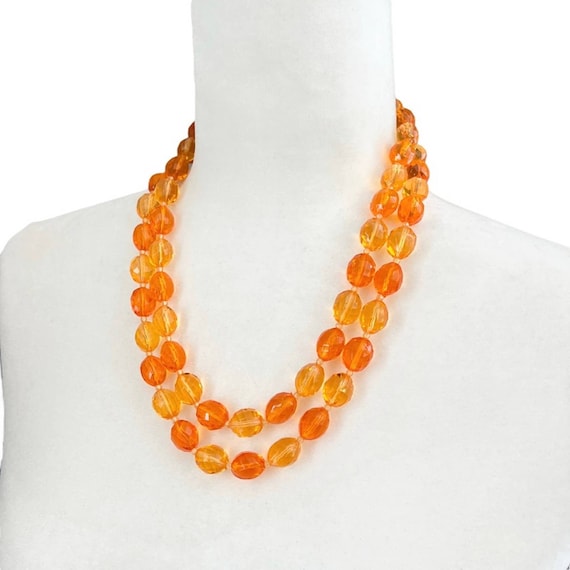 Vintage 1980s orange beaded double strand necklace