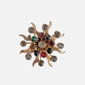 Groovy Vintage Sunburst Floral Brooch image 1