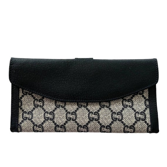 Gucci★素敵！Black Leather Long Wallet w/GG Star Gucci Black Leather Rainbow Blade Lightning Logo Long Wallet