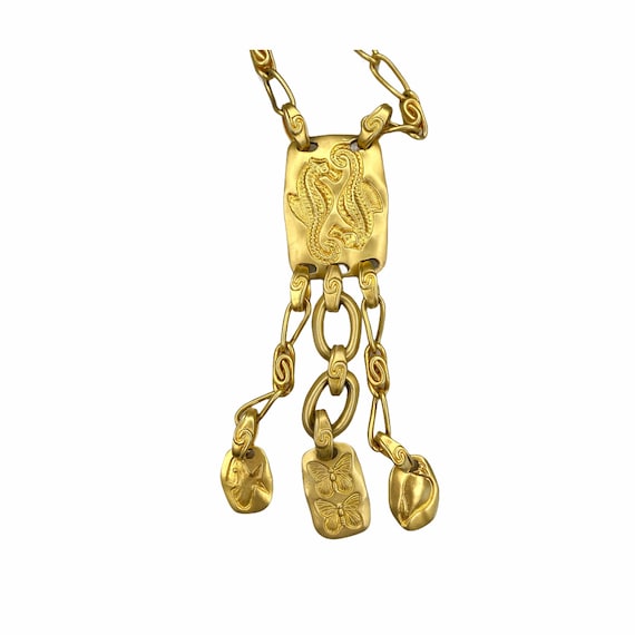 Vintage Liz Claiborne Seahorse Gold Necklace - image 1