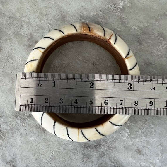 Vintage bone chevron bangle bracelet - image 2