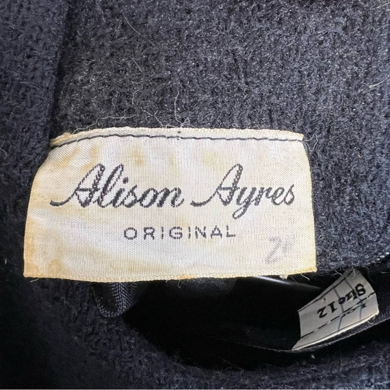 1960s Alison Ayres Black Shift Dress Long Sleeve … - image 5