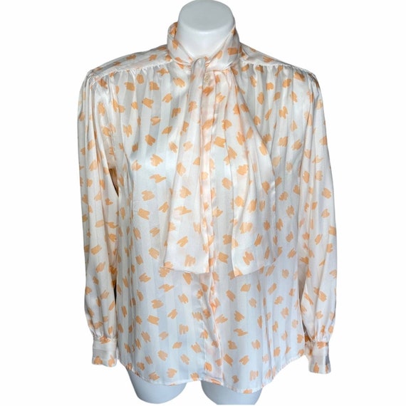 80s vintage Evan-Picone orange/white blouse - image 3