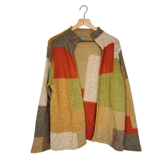 Y2K Sigrid Olsen Wool Blend Colorblock Cardigan S… - image 1