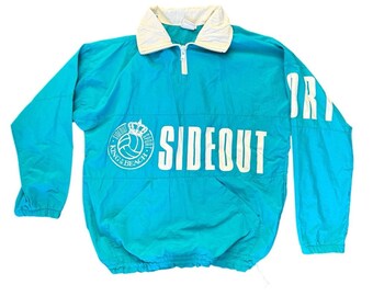 Vintage 90s Sideout Sport King of the Beach USA Vibrant Nylon Pullover Jacket L