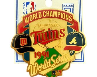 Vintage 1991 Minnesota Twins World Series Champions Peter David MLB Large Pin