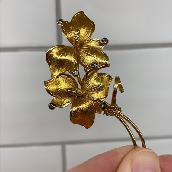 Vintage 12k gold GF PPC floral brooch - image 5