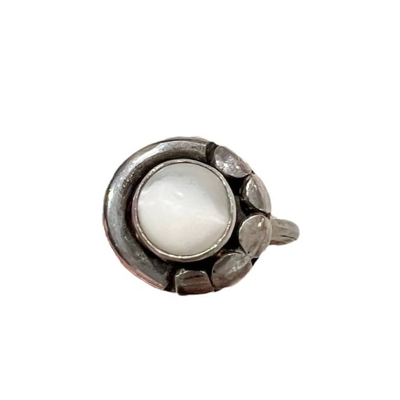 Vintage 70s sterling silver moon stone 925 ring s… - image 1