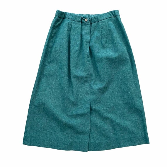 1970s Vintage Green A-Line Wool Skirt sz 8 - image 2