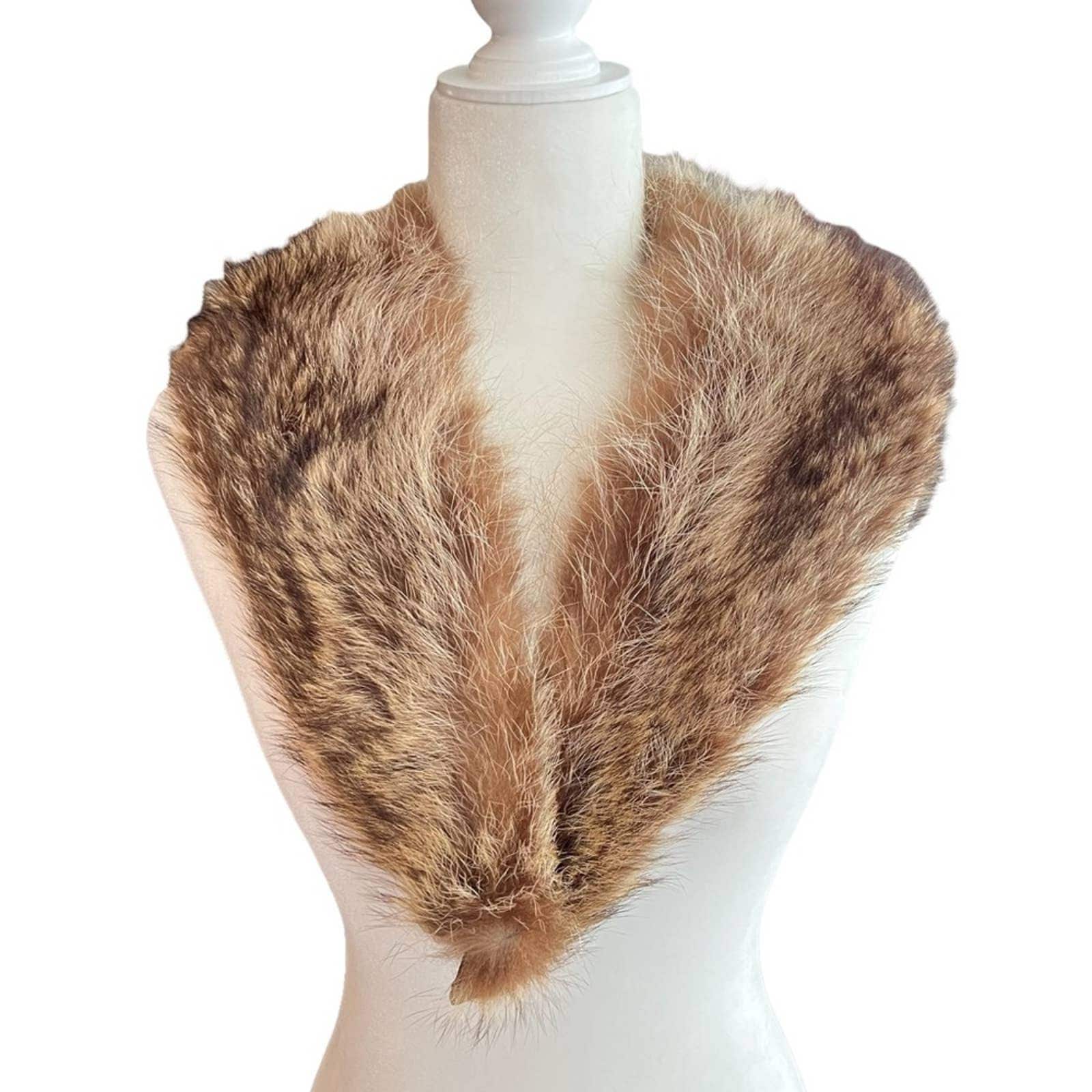 Accessories Scarves & Wraps Collars & Bibs Elegant Classic Brown Fur Collar Rabbit Fur 80s Vintage Fur Shawl Minimalist Retro Soft Collar Warm Fluffy WInter Collar One Size 