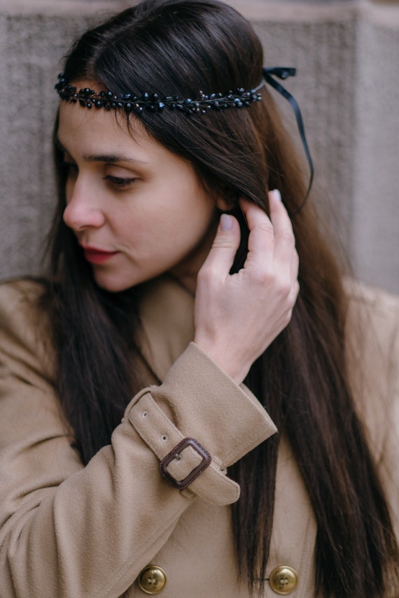 Couronne De Mariée, Accessoires De Cheveux Noirs, Diadème En