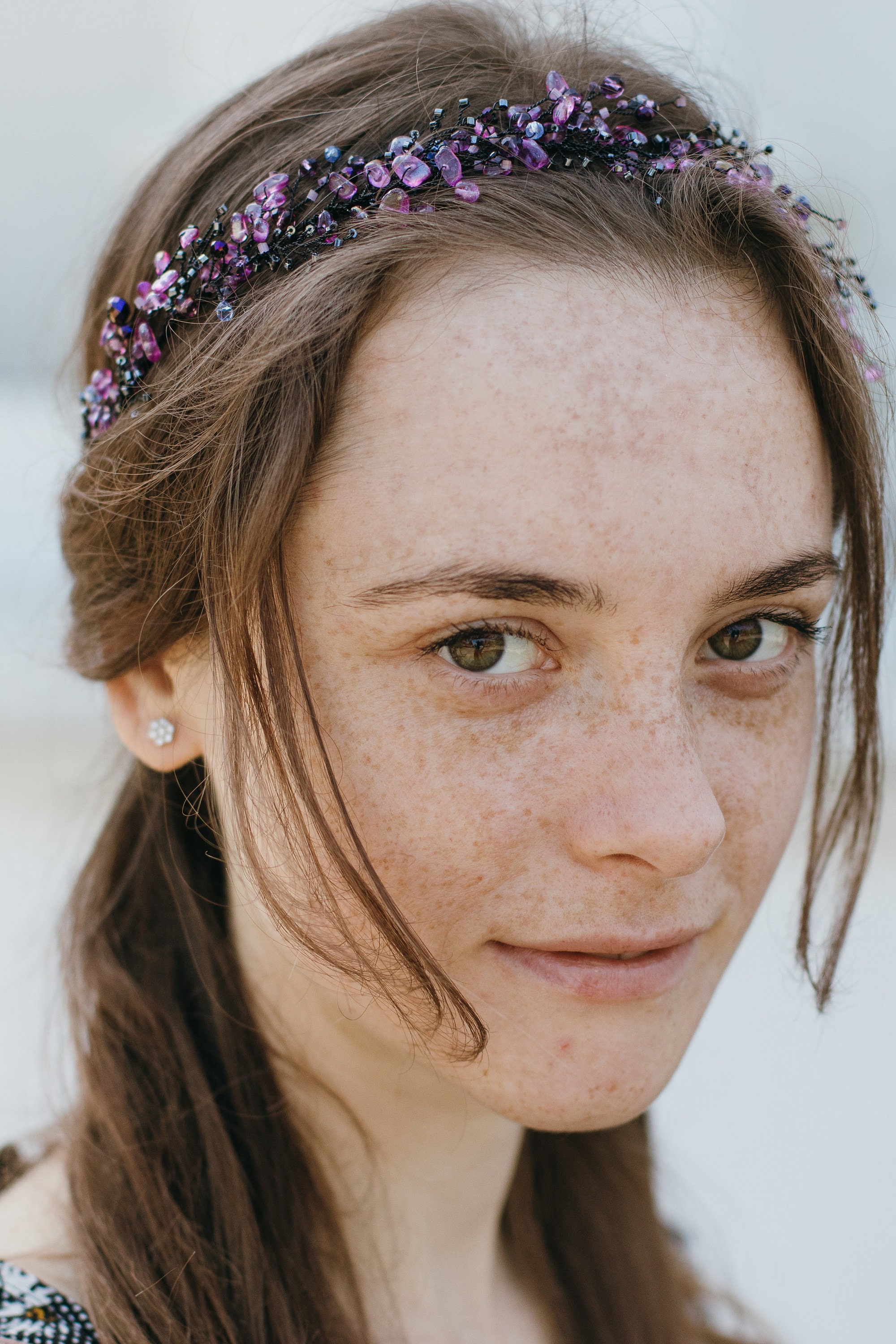 Purple Hair Crown,crystal Hair Wreath,bridal Crown,bridesmaids Hair