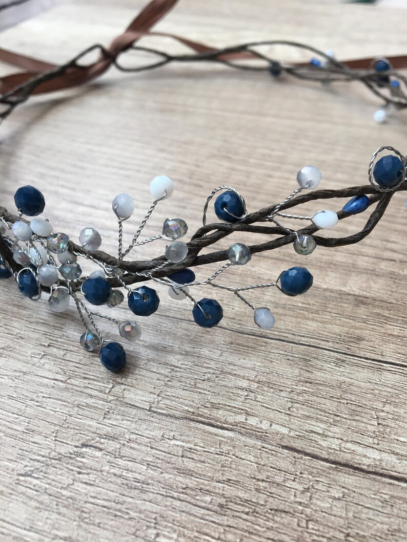 Bleu couronne couronne de cheveux bleus couronne perlée Etsy