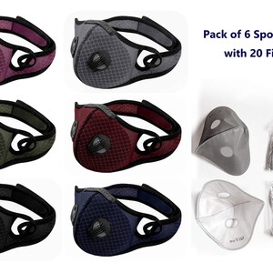 Pack of 6 Assorted Sports Mesh Adult Face Mask Set With 20 - Etsy