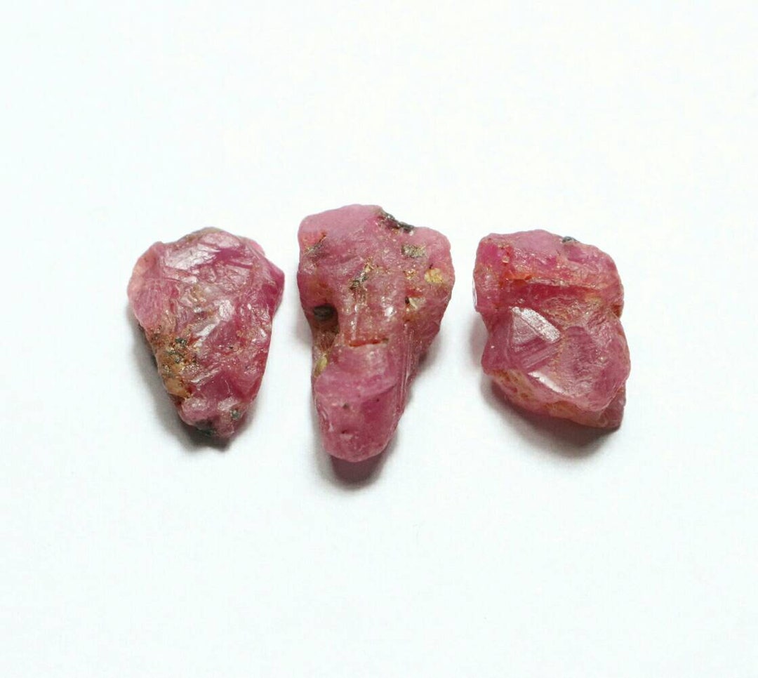 3 Pieces Natural Raw Ruby, Natural Shape Amazing Ruby Rough Druzy 23 ...