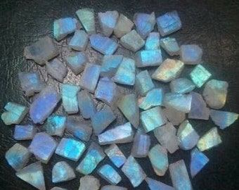 10 Pieces Beautiful Rainbow Moonstone Rough Slab&#39;s