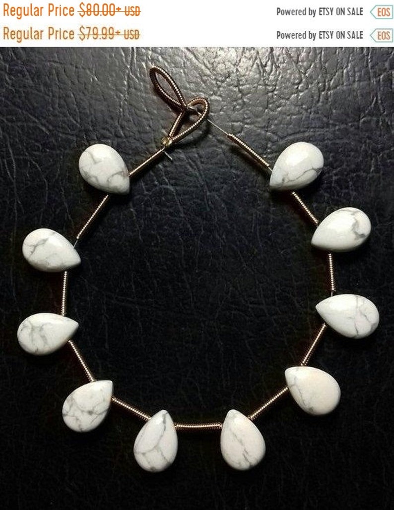 80/% OFF SALE 5 Pieces Howlite Amazing Pear Shape Smooth Briolette Beads