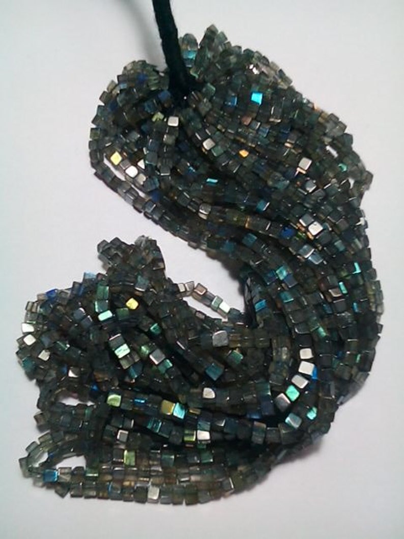 3 To 4 MM 80/% OFF SALE Labradorite Box Shape Beads 16 Inches Strand