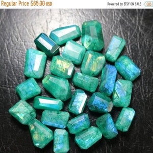 5 Pieces Green Rainbow Moonstone Faceted Tumbled Nuggets