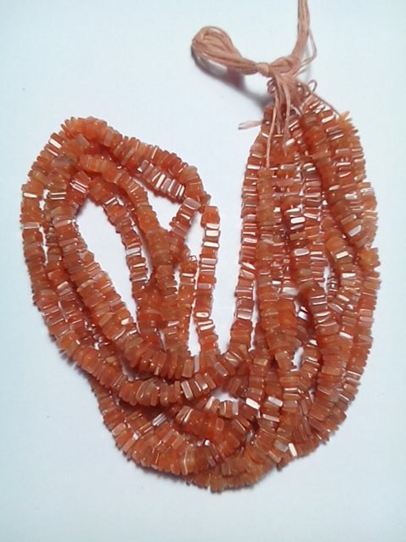 80/% OFF SALE 16 Inches Strand PEACH Moonstone Heishi Shape Beads 5-4 Mm
