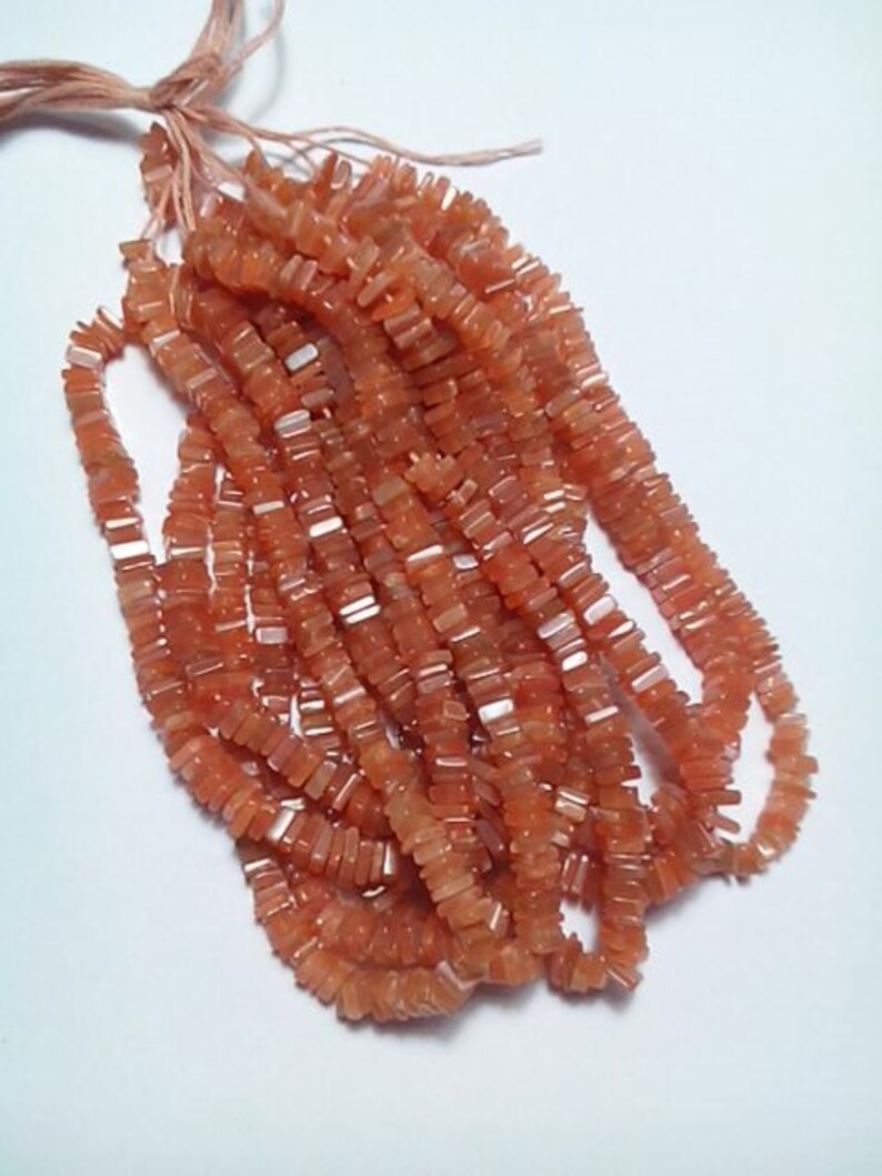 80/% OFF SALE 16 Inches Strand PEACH Moonstone Heishi Shape Beads 5-4 Mm