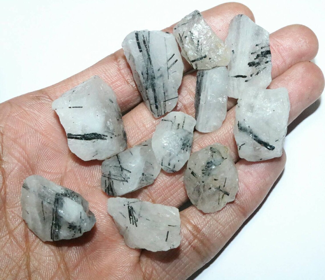 Raw Tourmalinated Quartz Pieces Rough Black Rutilated Quartz Etsy Ireland