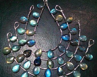 10 Pieces LABRADORITE Pear Shape Briolette Beads